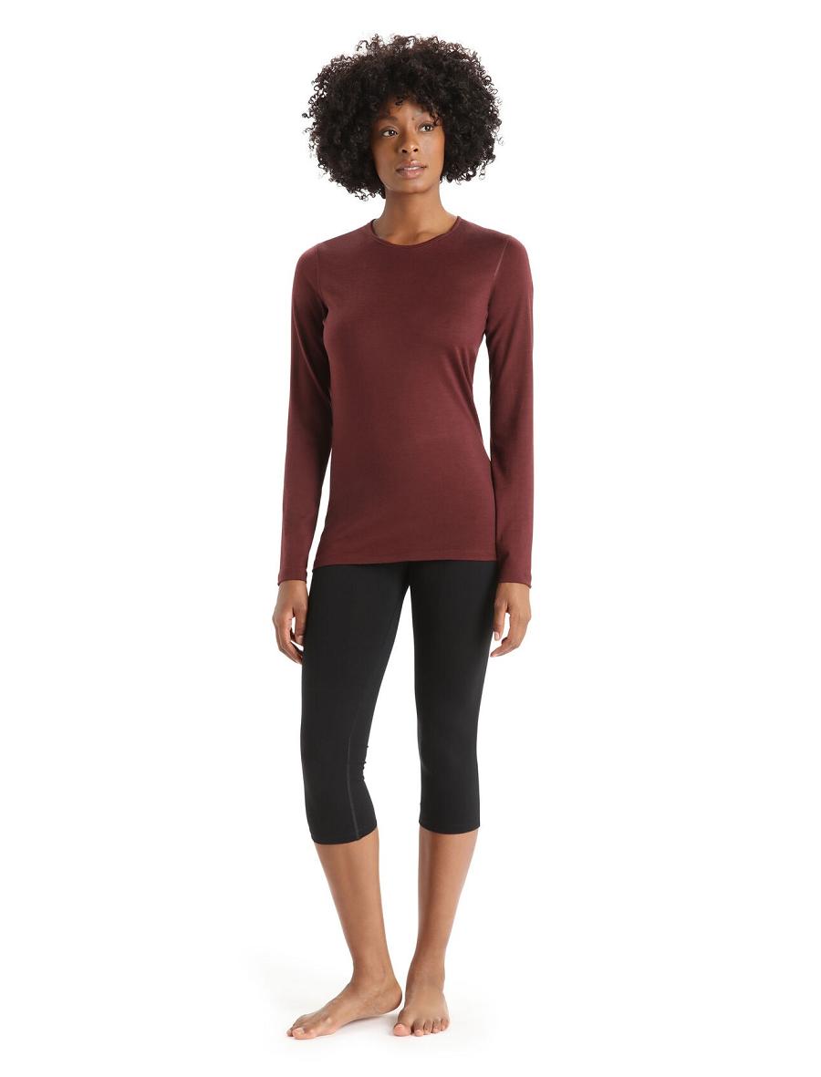 Une pièce Icebreaker Merino 200 Oasis Long Sleeve Crewe Thermal Top Femme Rouge | FR 1765LISH